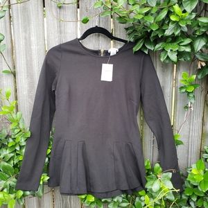 NEW! Carmen Marc Valvo black long sleeve peplum